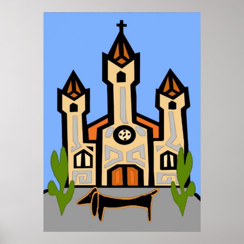 Dachshund At Church Poster