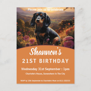 Dachshund At Dusk Invitation Postcard