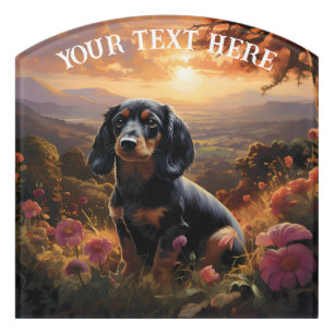 Dachshund At Dusk Personalized Door Sign