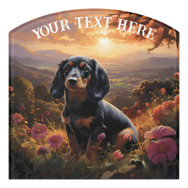 Dachshund At Dusk Personalized Door Sign (Contour Front)