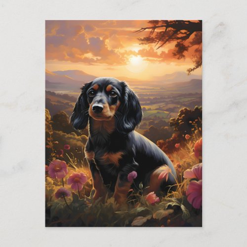 Dachshund At Dusk Postcard