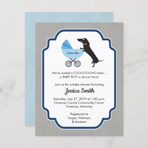 Dachshund Baby Shower Boy Invitation