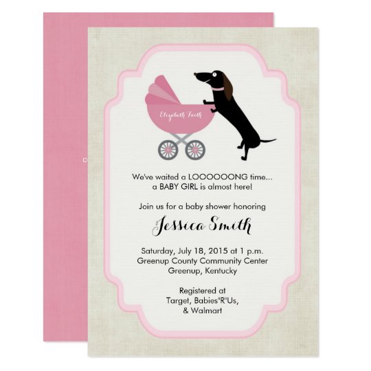 Dachshund Baby Shower Girl Invitation Zazzle Com