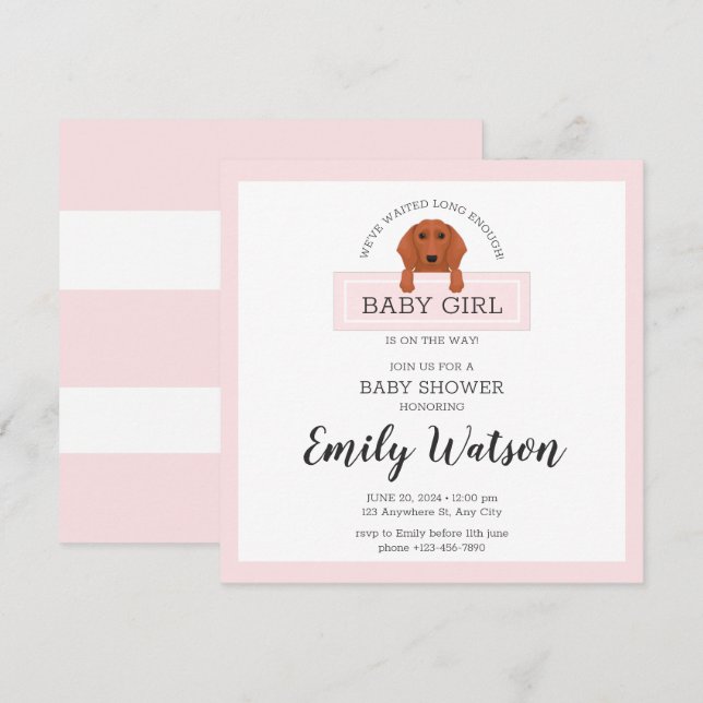 Dachshund Baby Shower Invitation Postcard (Front/Back)