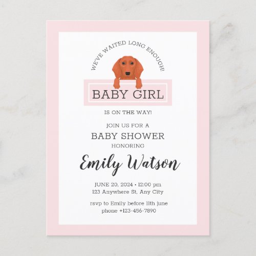 Dachshund Baby Shower Invitation Postcard