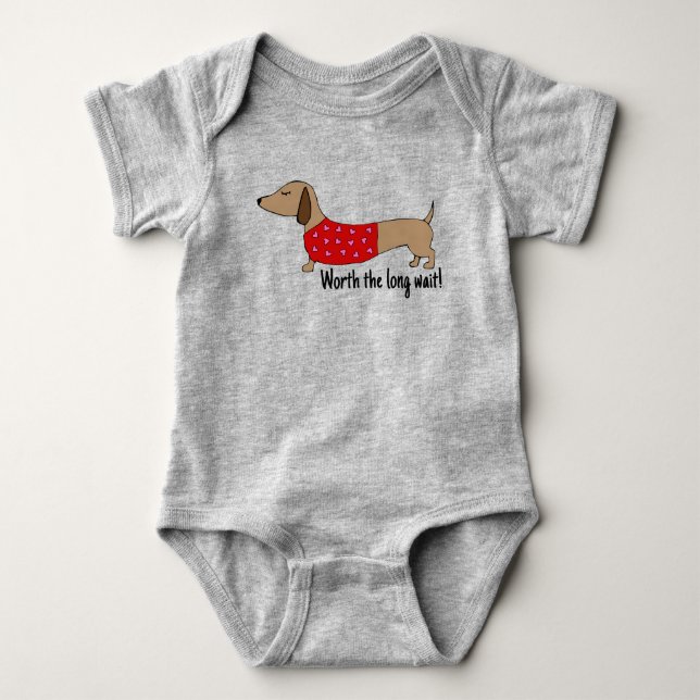 Dachshund Baby Worth the Long Wait Outfit Baby Bod Bodysuit (Front)