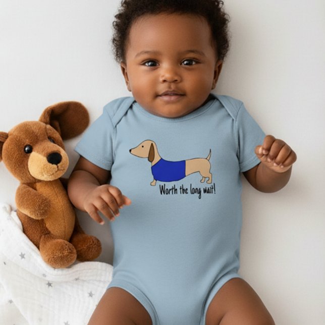 Dachshund Baby Worth the Long Wait Outfit Baby Bod Bodysuit (Worth the long wait - dachshund baby outfit - baby shower gift)