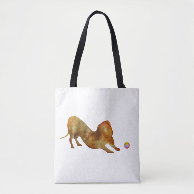 Dachshund  & Ball Watercolor Tote Bag (Front)