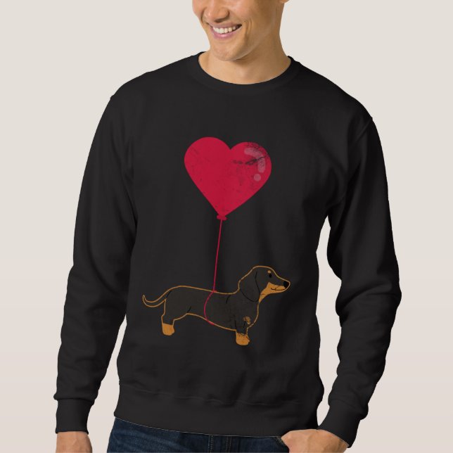 Dachshund Balloon Heart Weenie Dog Valentine s Day Sweatshirt (Front)