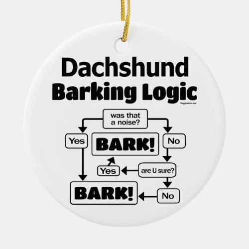 Dachshund Barking Logic Ceramic Ornament