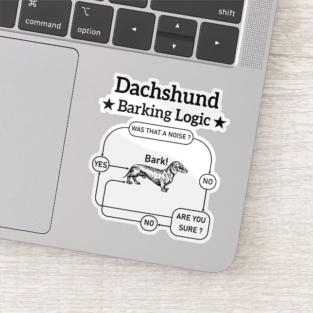 Dachshund Barking Logic Funny Weiner Dog Sarcastic Sticker (Detail)