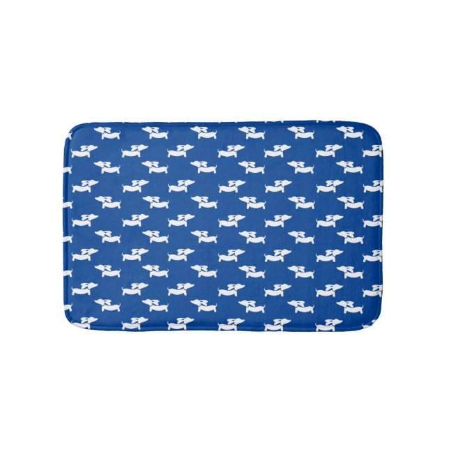 Dachshund Bath Mat Blue Doxie Rug Bathroom Mat (Front)