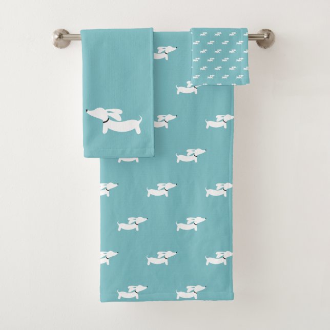 Dachshund Bathroom Towel Set | 3 Piece Doxie Bath (Insitu)