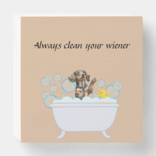 DACHSHUND BATHROOM WALL DECOR WOODEN BOX SIGN