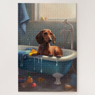 Dachshund Bathtime Fun Jigsaw Puzzle