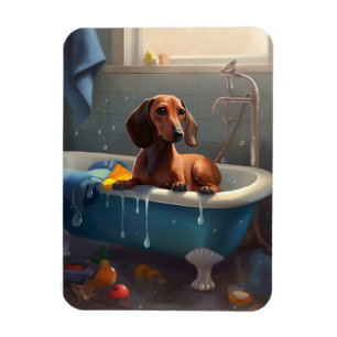 Dachshund Bathtime Fun Magnet