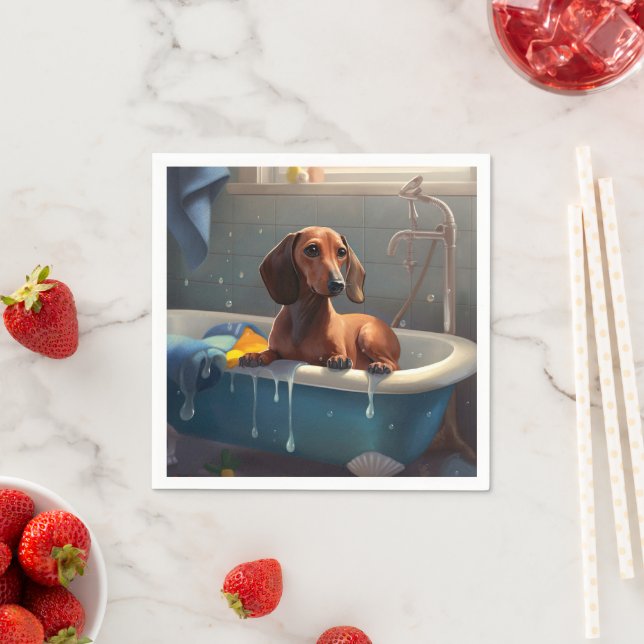 Dachshund Bathtime Fun  Napkins (Insitu)