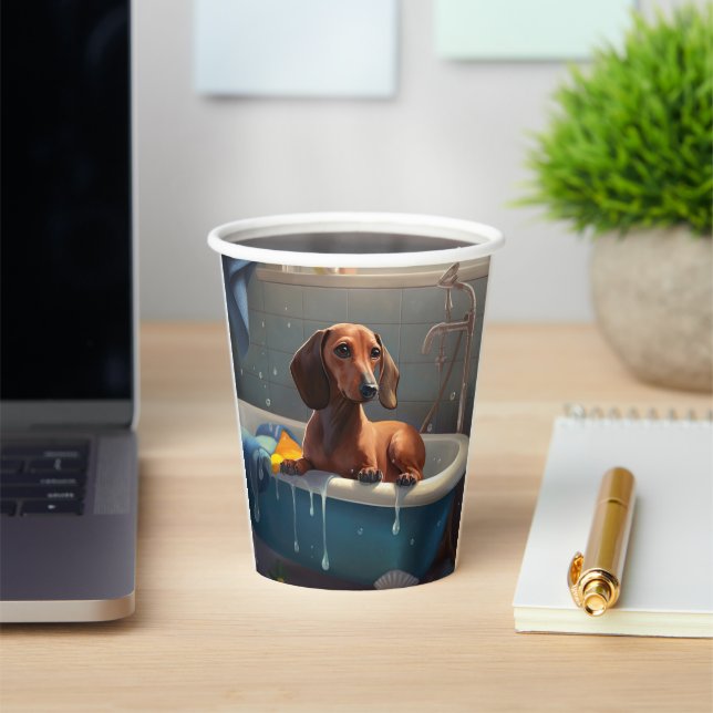 Dachshund Bathtime Fun  Paper Cups (Insitu)