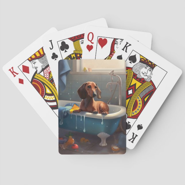 Dachshund Bathtime Fun  Poker Cards (Back)