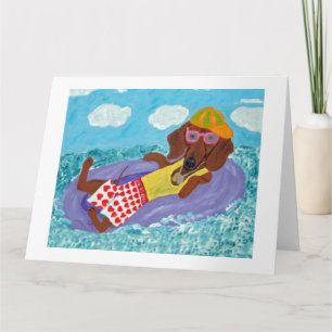 Dachshund Beach Bum Card