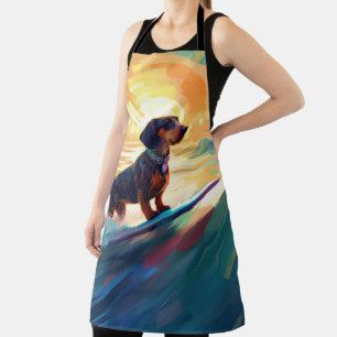 Dachshund Beach Surfing Painting Apron