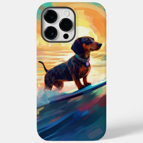 Dachshund Beach Surfing Painting Case_Mate iPhone 14 Pro Max Case