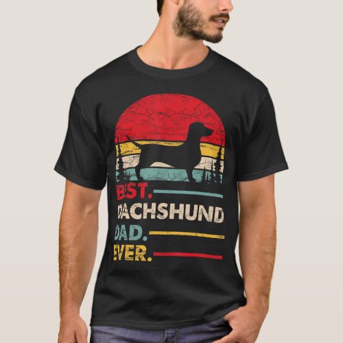 Dachshund Best Dad Ever Gift Dog Vintage Retro Men T_Shirt