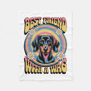 Dachshund Best Friend With A Wag Fleece Blanket