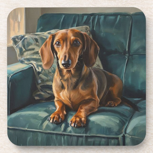 Dachshund Beverage Coaster (Front)