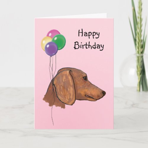 Dachshund Birthday Balloons Card