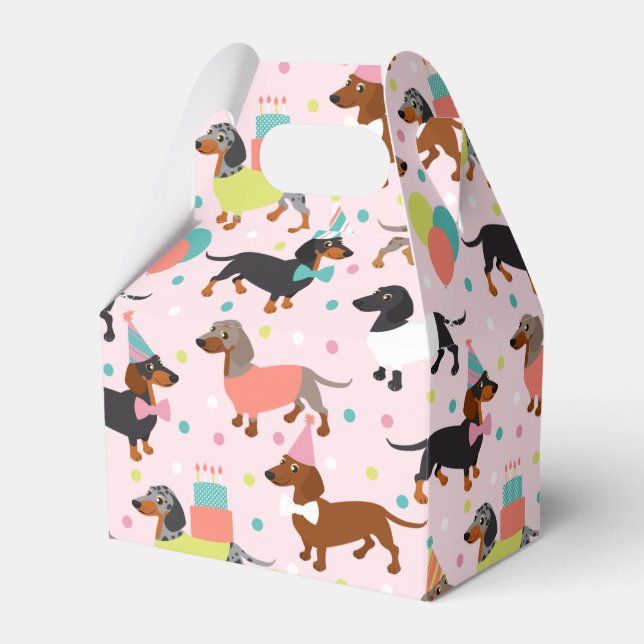 Dachshund Birthday Favor Box (Front Side)