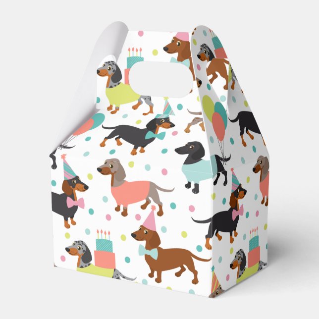 Dachshund Birthday Favor Boxes (Front Side)