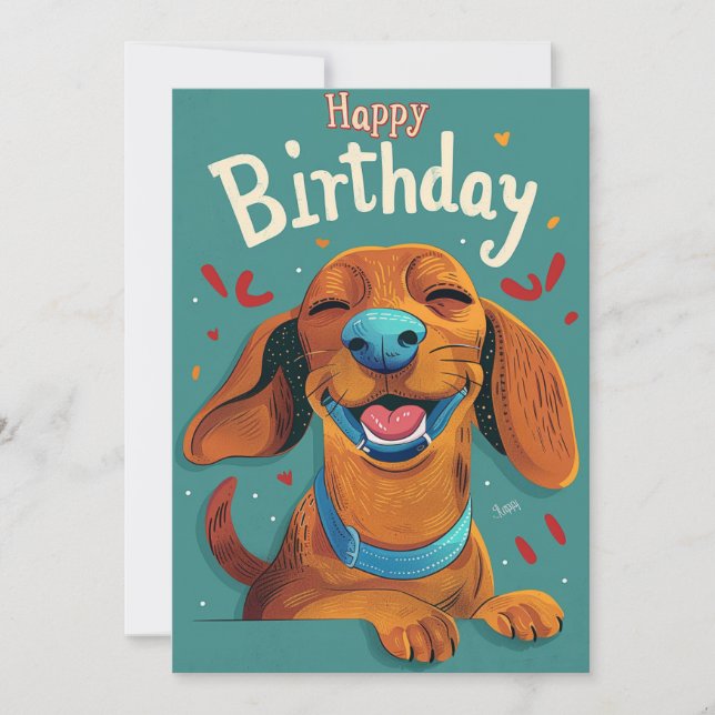 Dachshund Birthday  Holiday Card (Front)