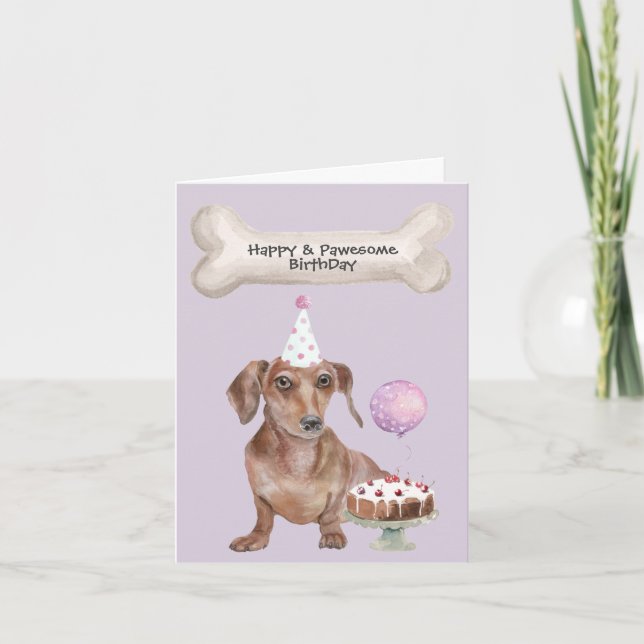 Dachshund Birthday Holiday Card (Front)