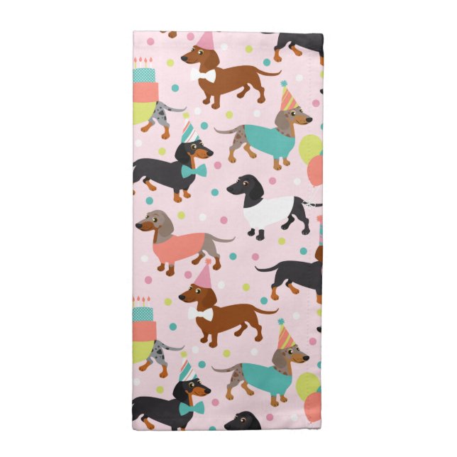 Dachshund Birthday Party Celebration Cloth Napkin (Half Fold)