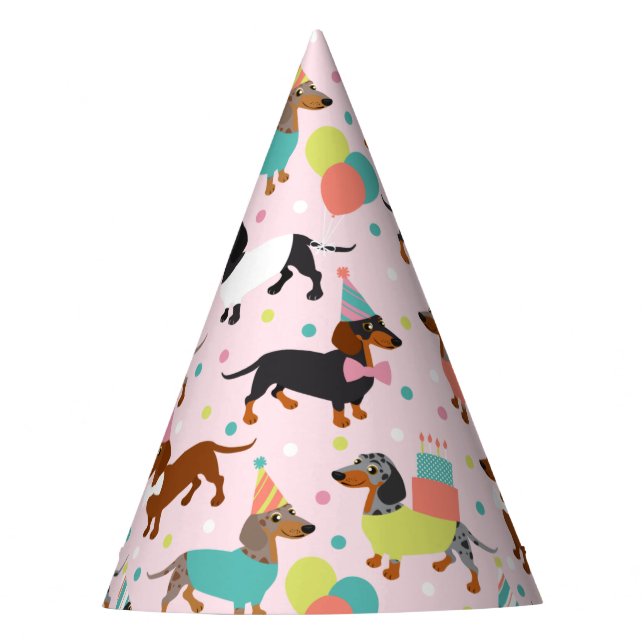 Dachshund Birthday Party Celebration Hat (Front)
