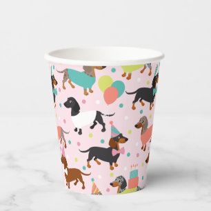 Dachshund Birthday Party Celebration Paper Cups