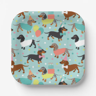Dachshund Birthday Party Celebration Paper Plates