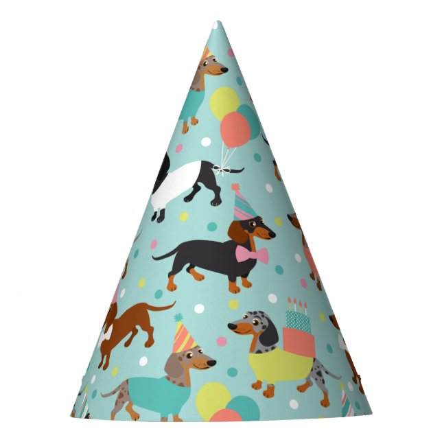 Dachshund Birthday Party Celebration Party Hat (Front)