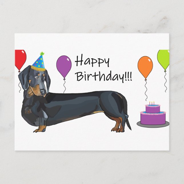 Dachshund Birthday Postcard (Front)