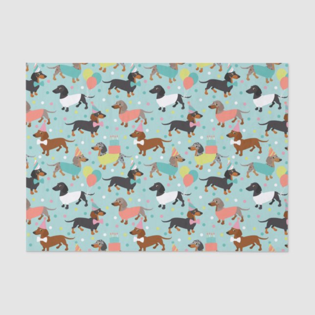 Dachshund Birthday Tissue Paper (Front)