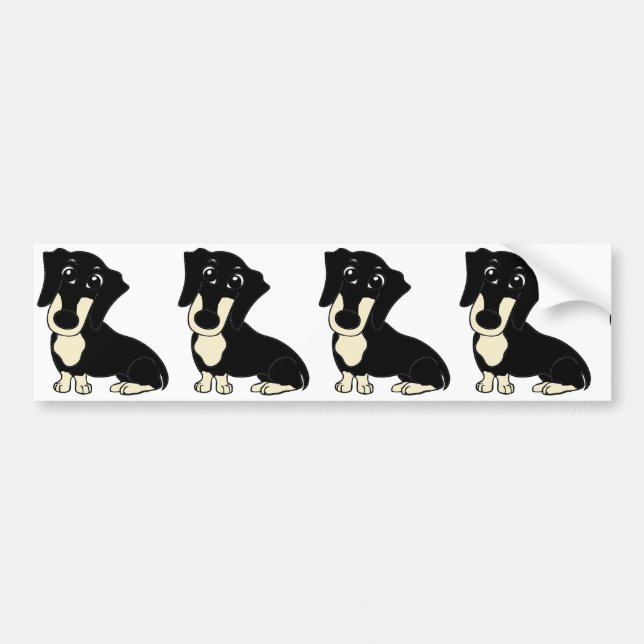 dachshund black and cream cartoon bumper sticker (Front)
