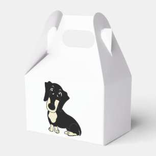 dachshund black and cream cartoon favor boxes