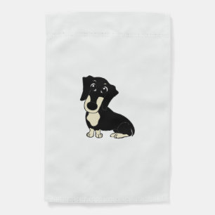 dachshund black and cream cartoon garden flag