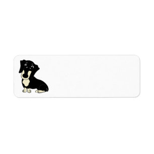 dachshund black and cream cartoon label