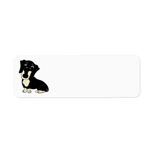 dachshund black and cream cartoon label (Front)