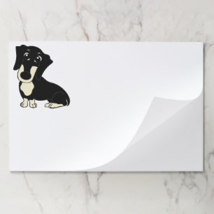 dachshund black and cream cartoon paper pad