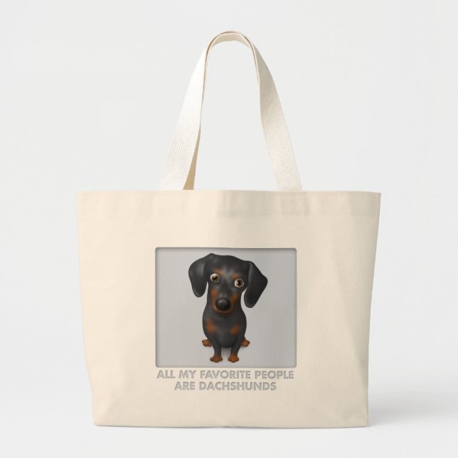 Dachshund (Black and Tan) Favorite Large Tote Bag (Front)