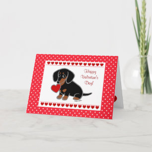 Dachshund Black and Tan Heart Holiday Card