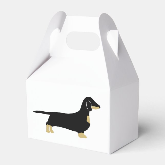 dachshund black and tan silhouette favor boxes (Front Side)